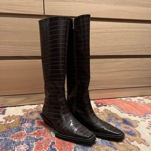 Brown crocodile print Zara boots